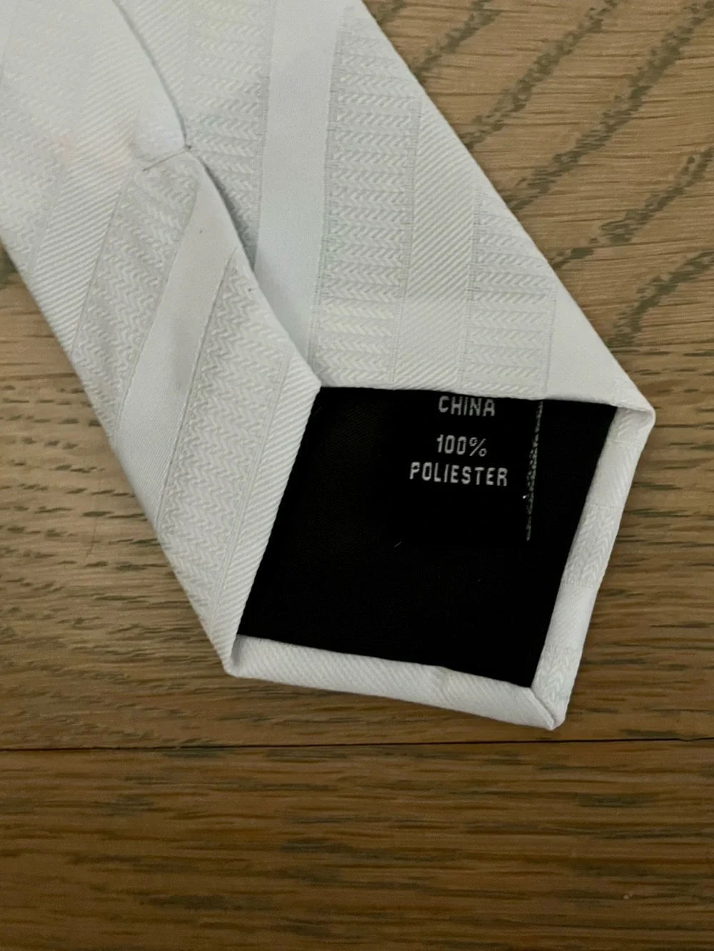 Boys White Pre-Tied Striped Zipper Tie